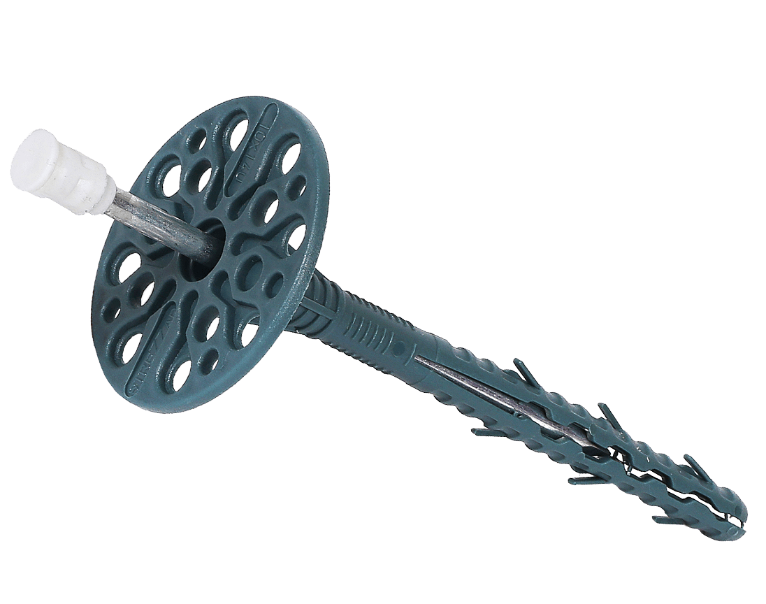 Дюбель для кріплення теплоізоляції з металевим цвяхом та термоголовою