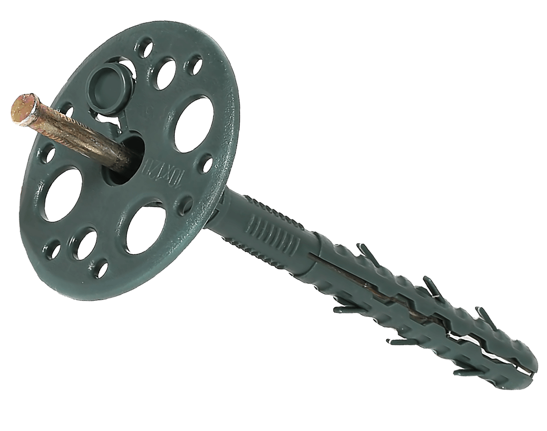 Дюбель для кріплення теплоізоляції з металевим цвяхом та термоголовою